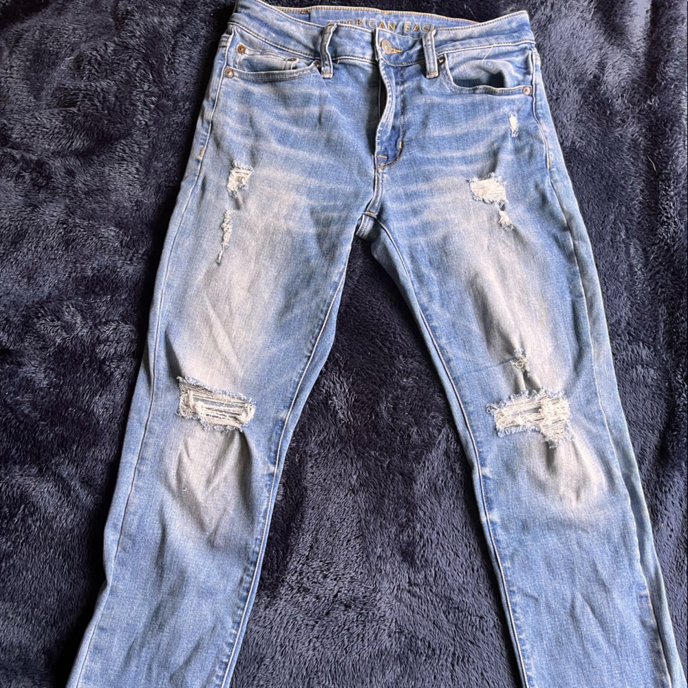 american eagle slim fit ripped blue jeans